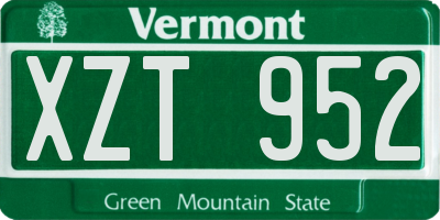VT license plate XZT952