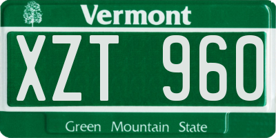 VT license plate XZT960