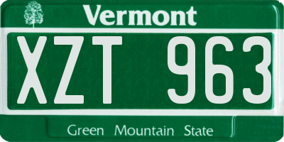VT license plate XZT963