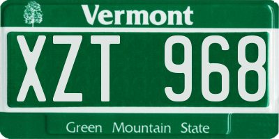 VT license plate XZT968
