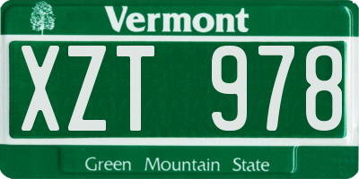VT license plate XZT978