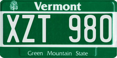 VT license plate XZT980