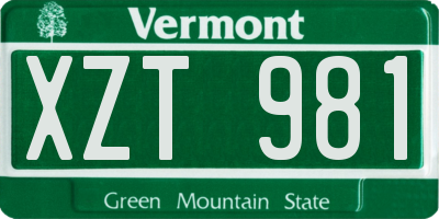 VT license plate XZT981