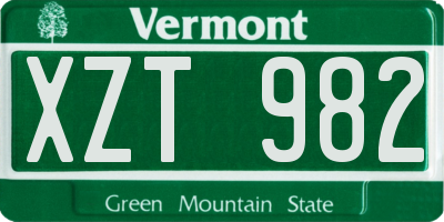 VT license plate XZT982
