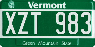 VT license plate XZT983