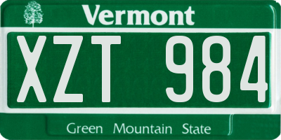 VT license plate XZT984