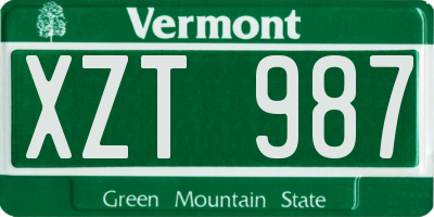 VT license plate XZT987