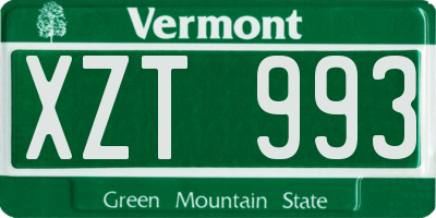 VT license plate XZT993