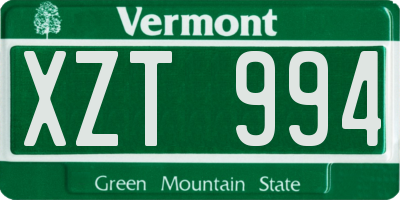 VT license plate XZT994
