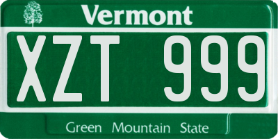 VT license plate XZT999