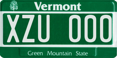 VT license plate XZU000