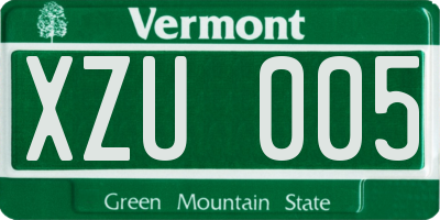 VT license plate XZU005
