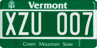 VT license plate XZU007