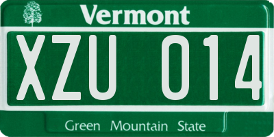 VT license plate XZU014