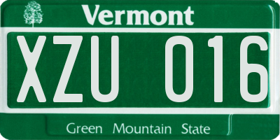 VT license plate XZU016