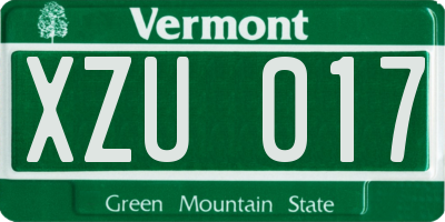 VT license plate XZU017