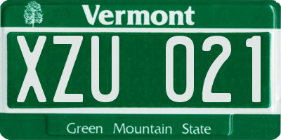 VT license plate XZU021