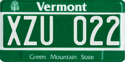 VT license plate XZU022