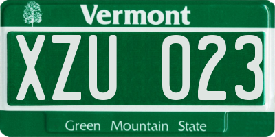 VT license plate XZU023