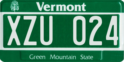 VT license plate XZU024