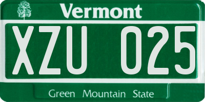 VT license plate XZU025