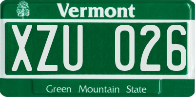 VT license plate XZU026