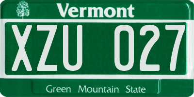 VT license plate XZU027