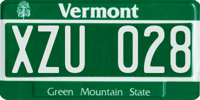 VT license plate XZU028