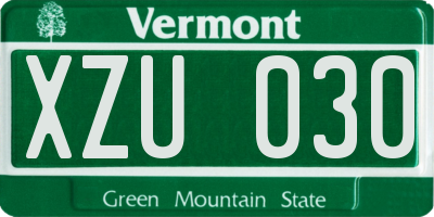 VT license plate XZU030