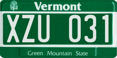 VT license plate XZU031