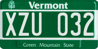VT license plate XZU032