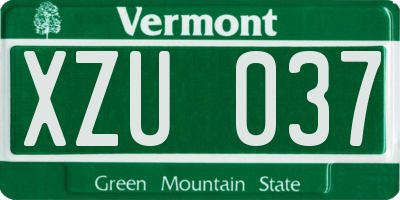 VT license plate XZU037