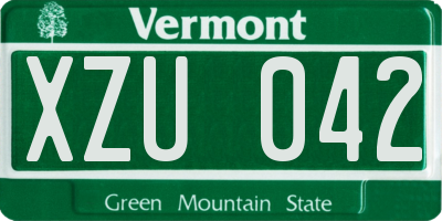 VT license plate XZU042