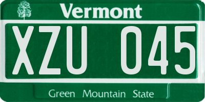 VT license plate XZU045