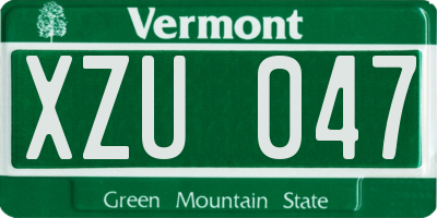 VT license plate XZU047