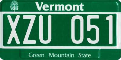VT license plate XZU051