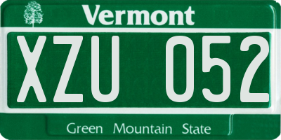 VT license plate XZU052