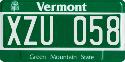 VT license plate XZU058