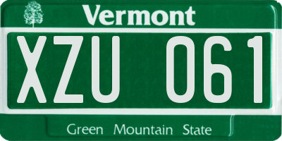 VT license plate XZU061