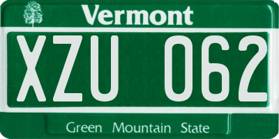 VT license plate XZU062