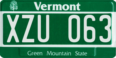 VT license plate XZU063