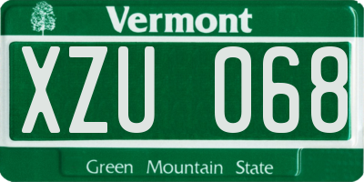 VT license plate XZU068