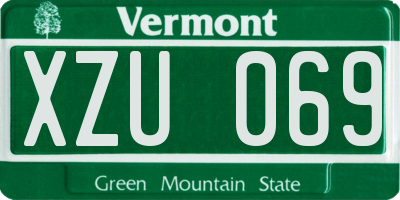 VT license plate XZU069