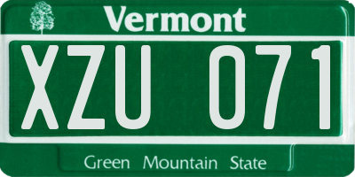 VT license plate XZU071