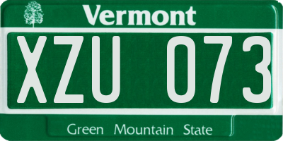 VT license plate XZU073