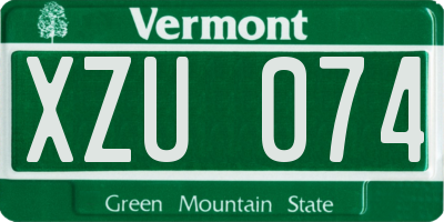 VT license plate XZU074