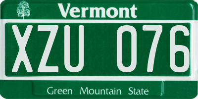 VT license plate XZU076