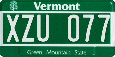 VT license plate XZU077