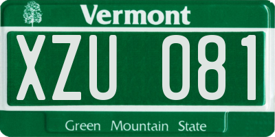 VT license plate XZU081