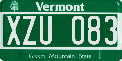 VT license plate XZU083